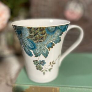 222 Fifth Eliza teal Blue & white floral mug